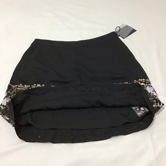 NBD Black Micro Mini Skirt Sequin Embellishments Size XS New Without Tag - Picture 3 of 10
